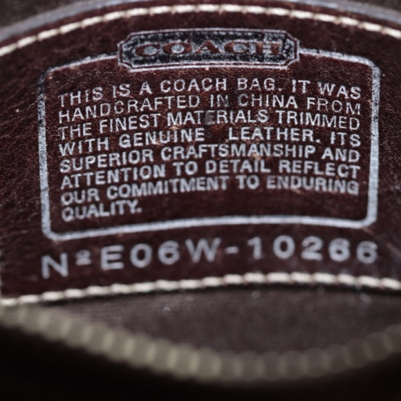 Coach E06-10266 brown sling bag w/ suede, snake skin and patent accents on front - Picture 11 of 15